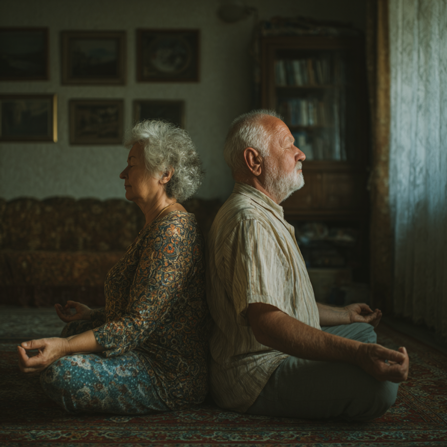 Katta yoshdagilar guruhi yoga mashg'ulotida